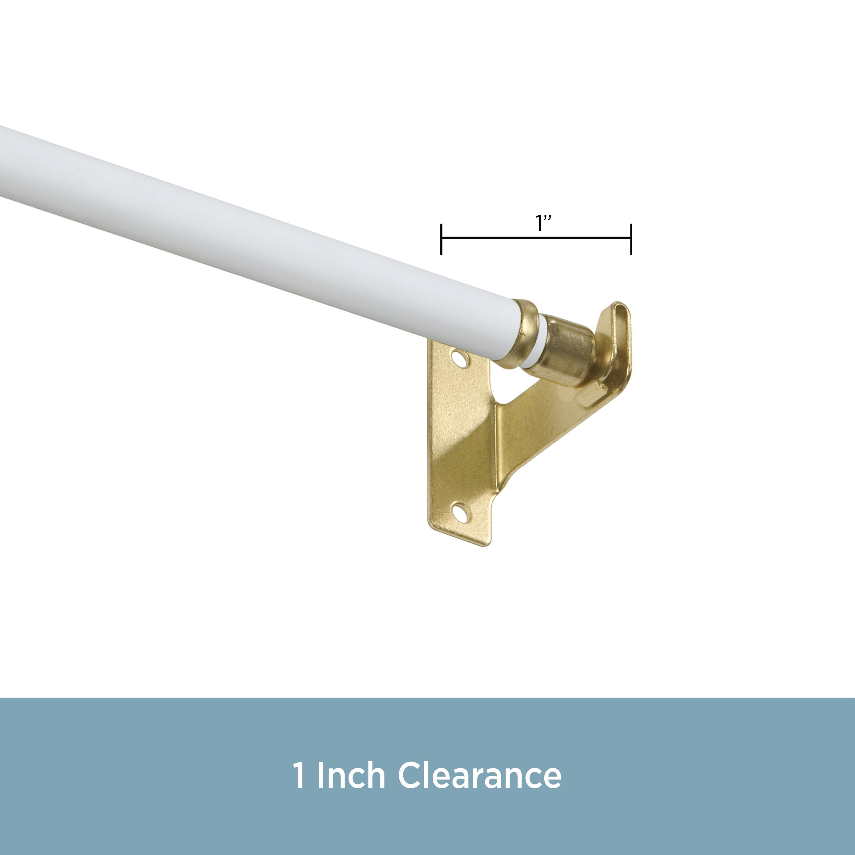 Kenney 7/16" Round Sash Curtain Rod 48-84 Inch White Finish