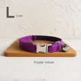 thumbnail image 1 of Cat Collar Personalized Design Purple Velvet Pet Collar-L, 1 of 5