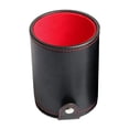 thumbnail image 2 of Gobelet en Similicuir Noir Doublé de Feutre Rouge avec Compartiment de Rangement à Pression, Design Cylindrique 8 cm x 10 cm, Comprend 5 dés en Acrylique à Six Côtés de 16 mm avec Symbole Pip, Emballé dans une Boîte-Cadeau Blanche pour, 2 of 6