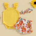 thumbnail image 4 of Gupgi Infant Girls 2Pcs Summer Outfits Sleeveless Romper Drawstring Floral Shorts 0-18Months, 4 of 8