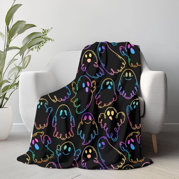 Gradient Halloween Blanket, Halloween Blanket, Halloween Throw, Ghost Blanket, Spooky Blanket, Celestial Blanket, Iridescent Decor, Girly Halloween Gift