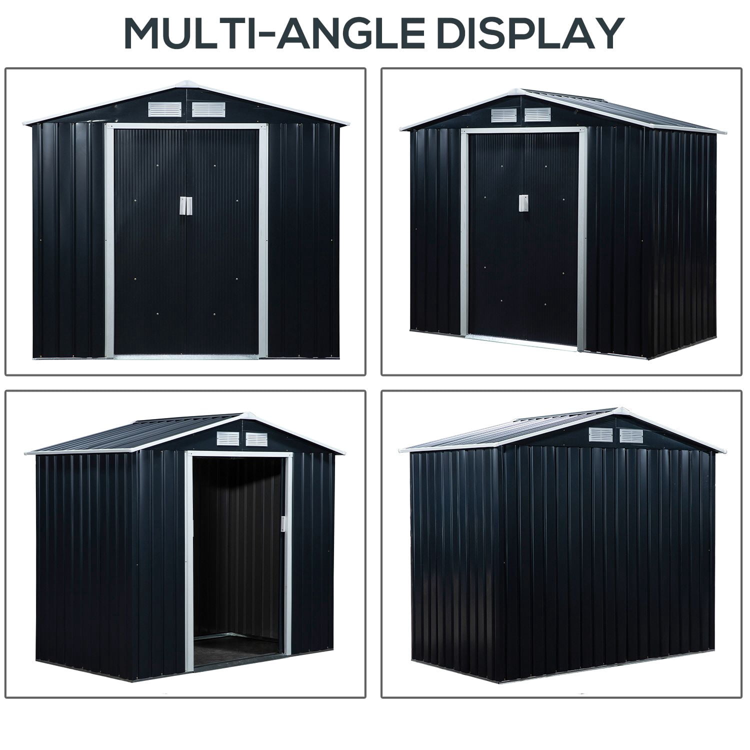 Metal Garden Shed 7 x 4 Dark Gray Spacious Outdoor Storage Organizer with Ventilation for Backyard