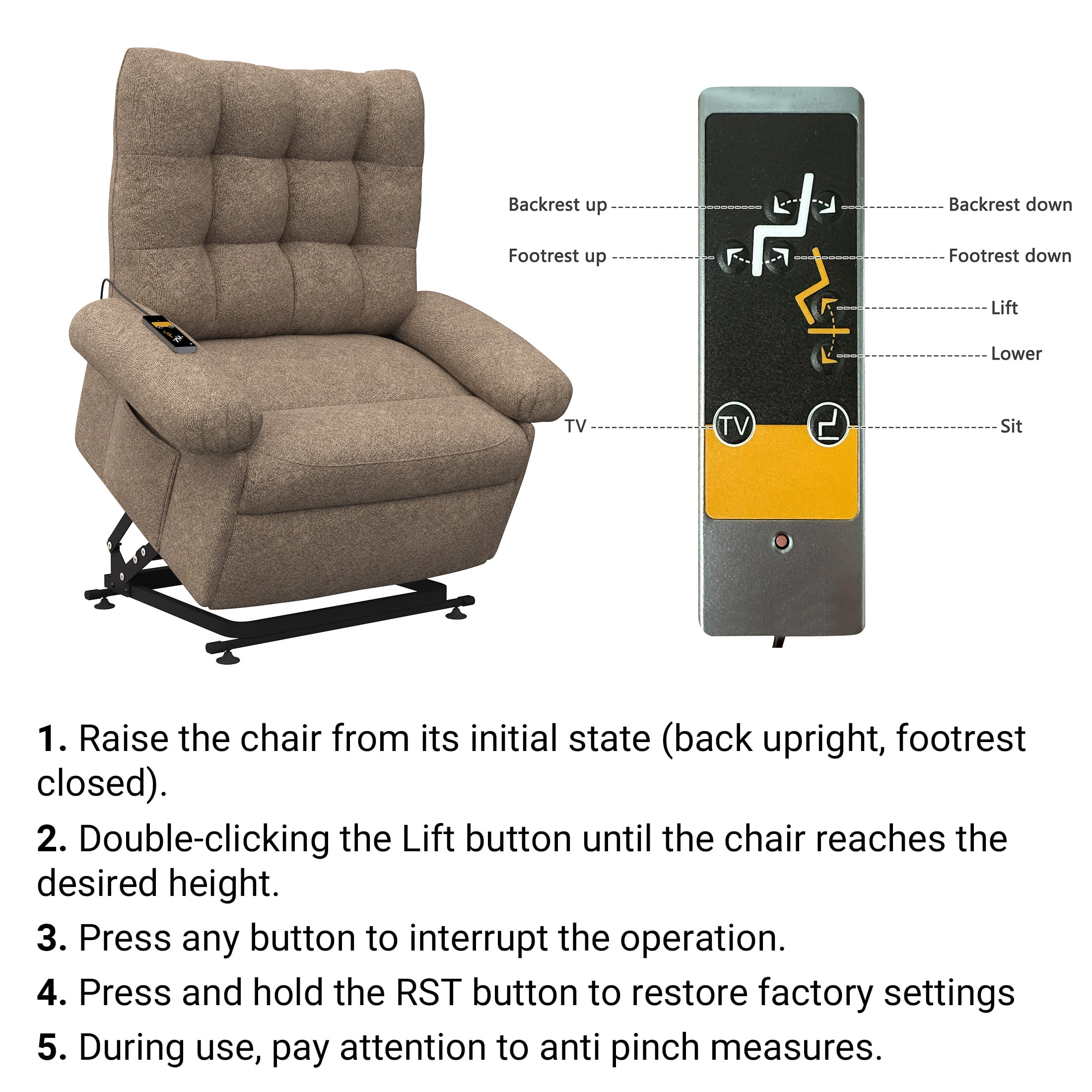 3 Motor Lift Chair for Elderly, LEGAHOME Easy Stand Assist Electric Power Lift Recliner with Side Pocket, Home Theater Recliners for Living Room, Chenille Fabric, 350 lbs Capacity, Dark Coffee