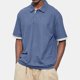 thumbnail image 2 of Men's Summer Solid Color T-shirt With A 3 Button Open Collar And Button Up Short Sleeved Top 4XL, 2 of 5