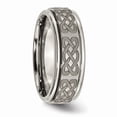 thumbnail image 4 of Titanium Ridged Edge 8mm Laser Design Brushed & Polished Wedding Band - Size 11, 4 of 5