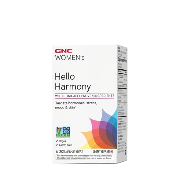 GNC Women's Hello Harmony | Clinically Proven Hormonal Support for Women | Supports Mood, Skin, and Stress Management | Vegan and Gluten Free | 90 Count