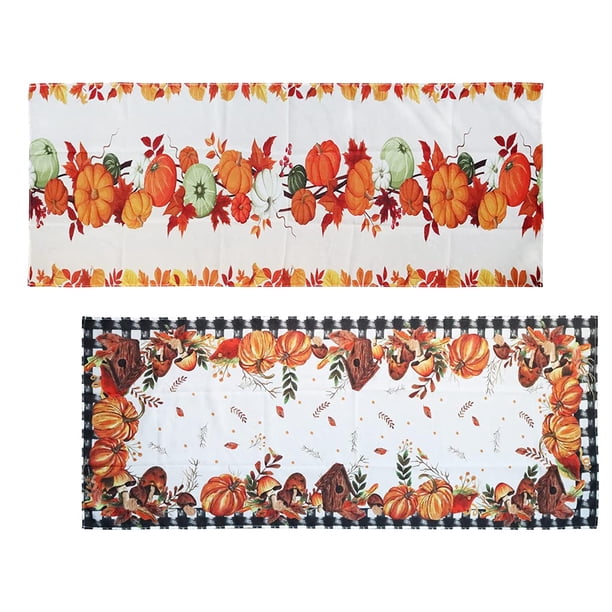 Artesanías De Mantel, de mesa Tema de otoño Decoración larga Naranja,Decoración Otoño Estilo Amarillo Natural,Mesa Mantel Calabaza Color Adornos Inicio,Mantel Hojas Macarena Artesanías De Mantel