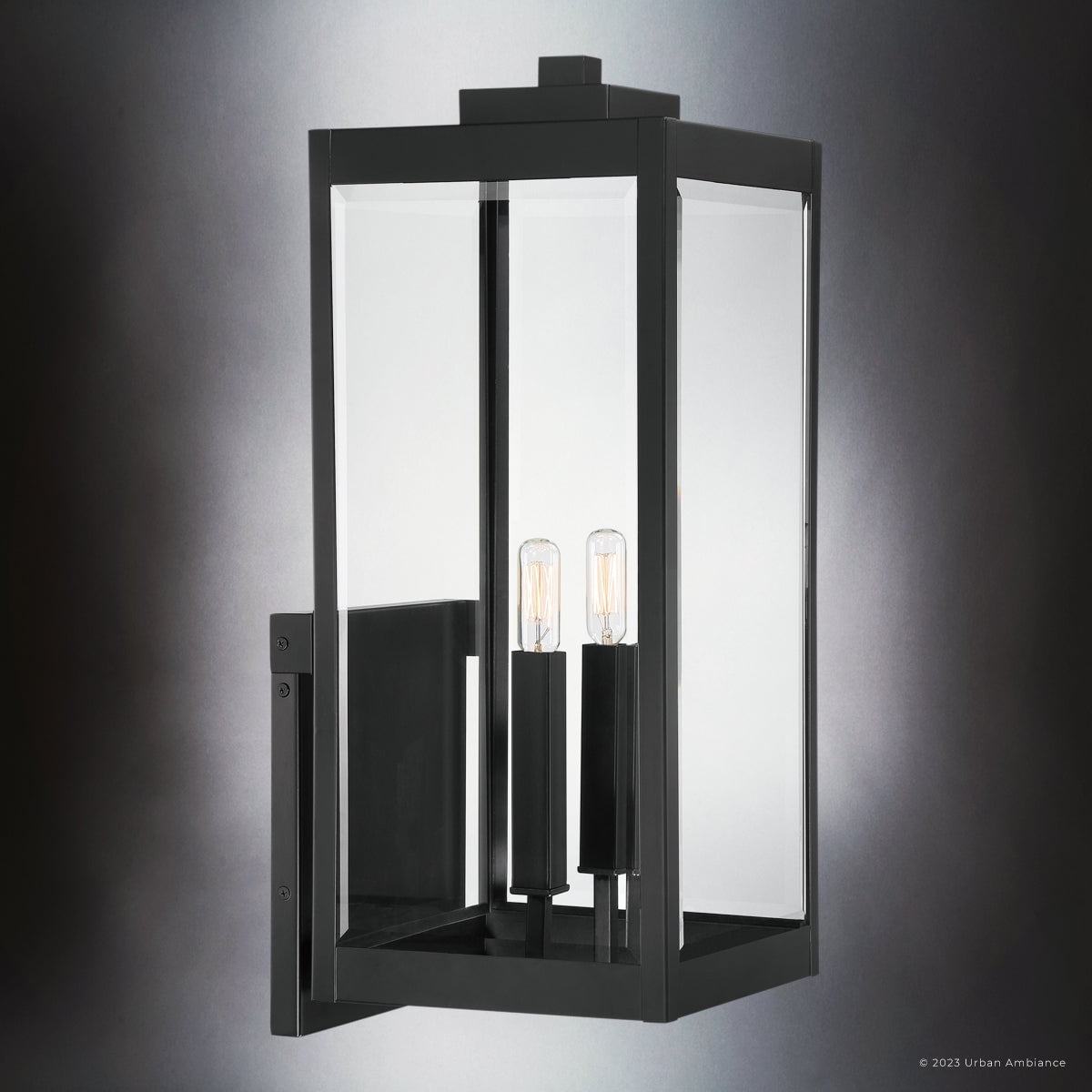 Luxury Modern Farmhouse Wall Sconce, Large Size: 22.75''H x 9.00''W, with Modern Style Elements, Earth Black Finish, UQL1892 from the Quincy Collection by Urban Ambiance