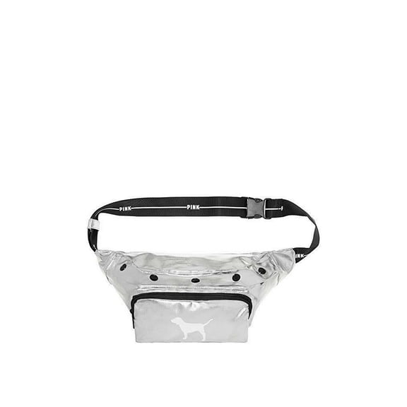 Victoria's Secret Pink Oversized Snap Belt Bag Silver Oversized NWT Fanny Pack