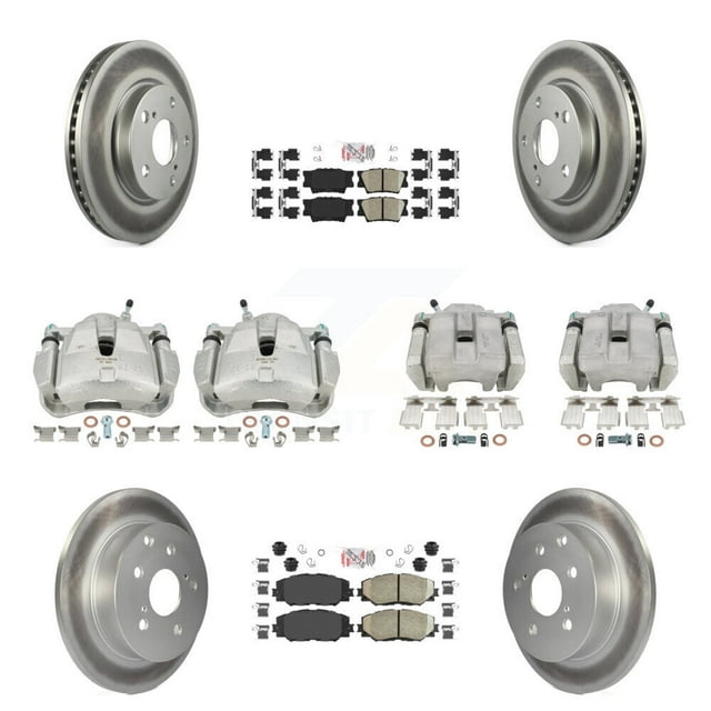 Transit Auto Front Rear Disc Brake Caliper Coated Rotors and Ceramic Pads Kit (10Pc) for Car 2014-2015 Toyota RAV4 LE with Canada or U.S. Emissions Excluding Vehicles Manufactured In Japan KCG-101617N