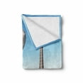 thumbnail image 2 of Paris Soft Flannel Fleece Throw Blanket, Zeppelin and Eiffel Tower over Clouds Sky Dreamy Famous Place on Earth Picture, Cozy Plush for Indoor and Outdoor Use, 50" x 60", Blue and Grey, by Ambesonne, 2 of 6