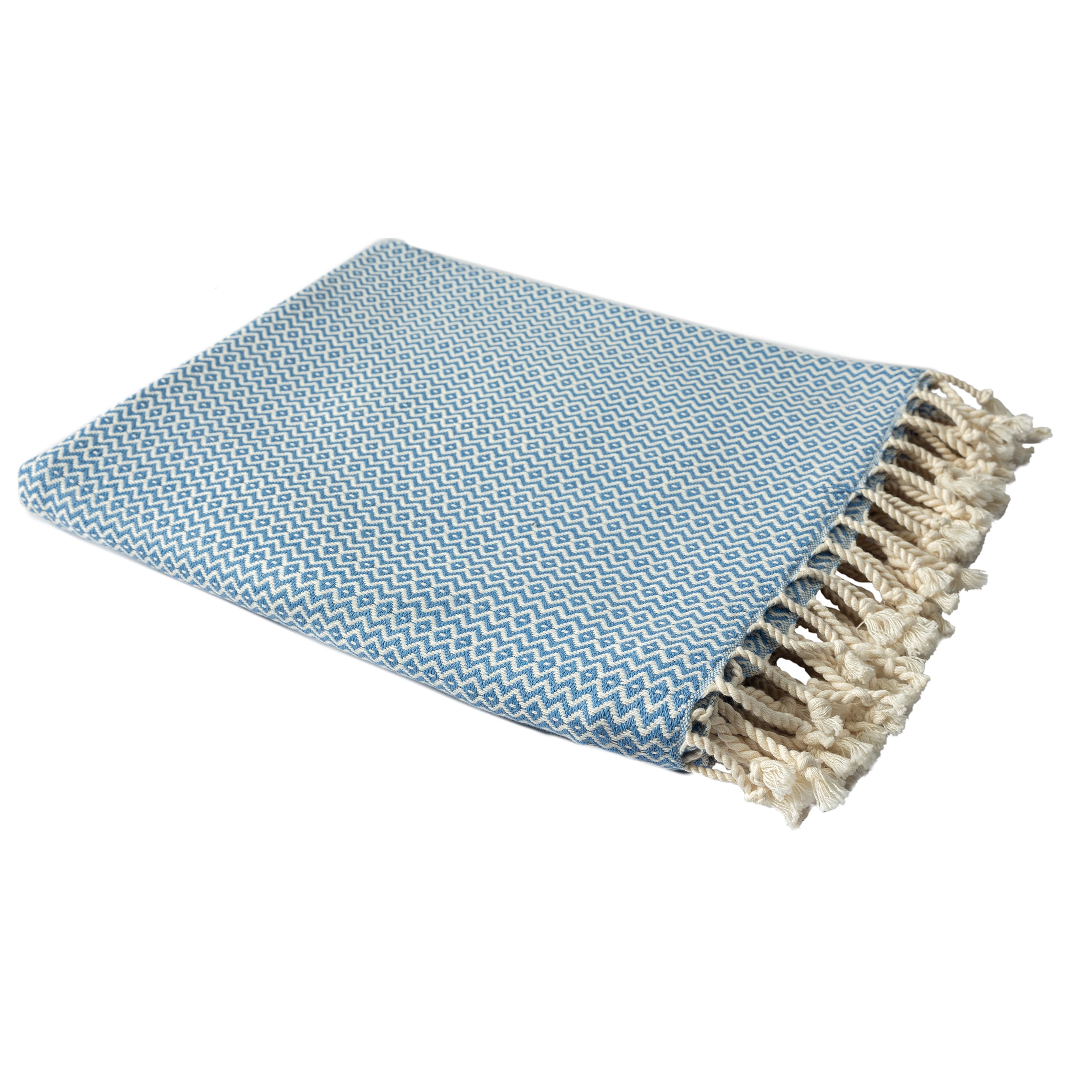 Ox Bay Shashi Light Blue Diamond Ultra-Soft Turkish Cotton Throw Blanket, 50" x 60"