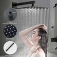thumbnail image 3 of Black Shower Faucet Set System 10" Square Rain Shower Head and Handheld Shower, 3 of 15