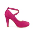 thumbnail image 3 of BLISSFUL STEP Women's Shoes Platform Round Toe Cross Strap Buckle Closure Stiletto Heel  Mary Jane Pumps Hot Pink 9.5, 3 of 7