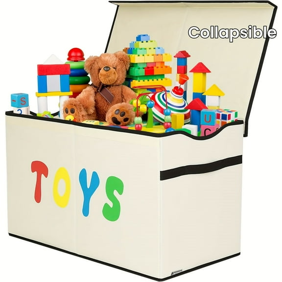 Toy Box Chest, Collapsible Sturdy Storage Bins with Lids, Extra Large Kids Toy Storage Organizer Boxes Bins Baskets for Kids, Boys, Girls, Nursery Room, Playroom, Closet