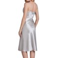 thumbnail image 2 of VISgogo Vestido de noche para mujer, color liso, corte bajo, sin espalda, ropa de dormir larga, vestido de noche acogedor y delgado para mujer VISgogo moda, 2 of 3