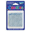 "Club Pack of 576 Eco-Friendly Blue and White Candy Stripe Spiral Decorative Birthday Party Candles 2.5"""