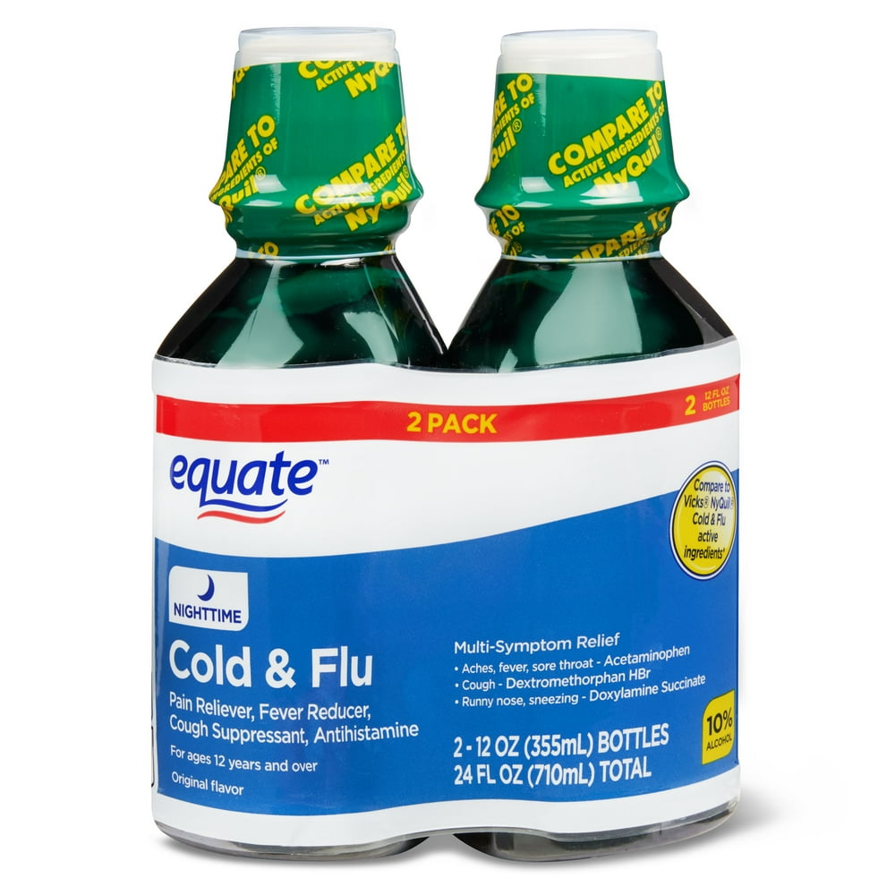 Equate NiteTime Cold & Flu, Original Flavor, 24 fl oz, 2 Count