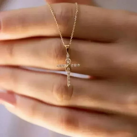 2Ct Round Cut Lab Created Diamond Women's Cross Pendant 14K Yellow Gold Plated