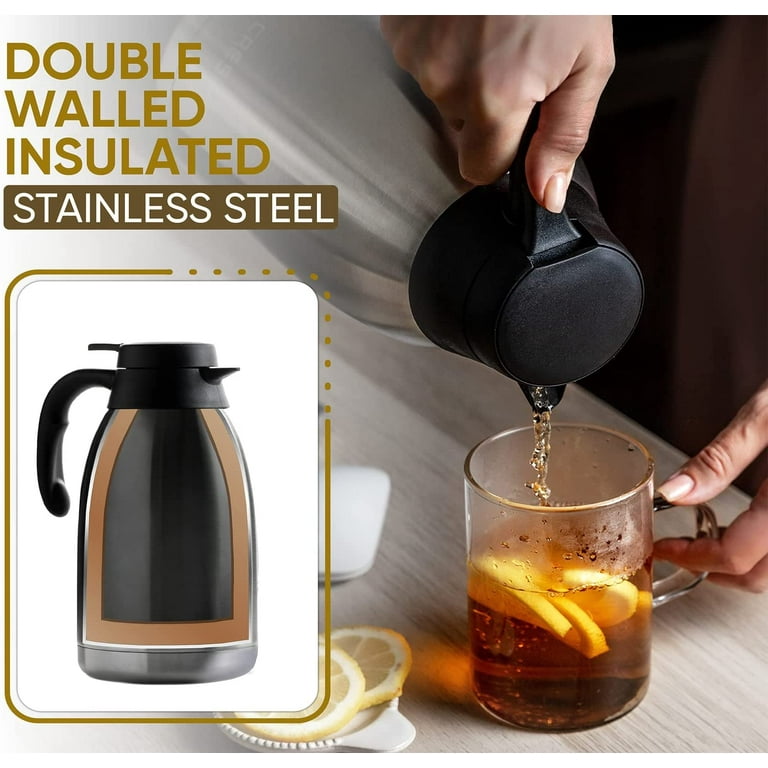 Premium Insulated Thermal Coffee Carafe 68 Oz - Double Walled - Tea Infuser