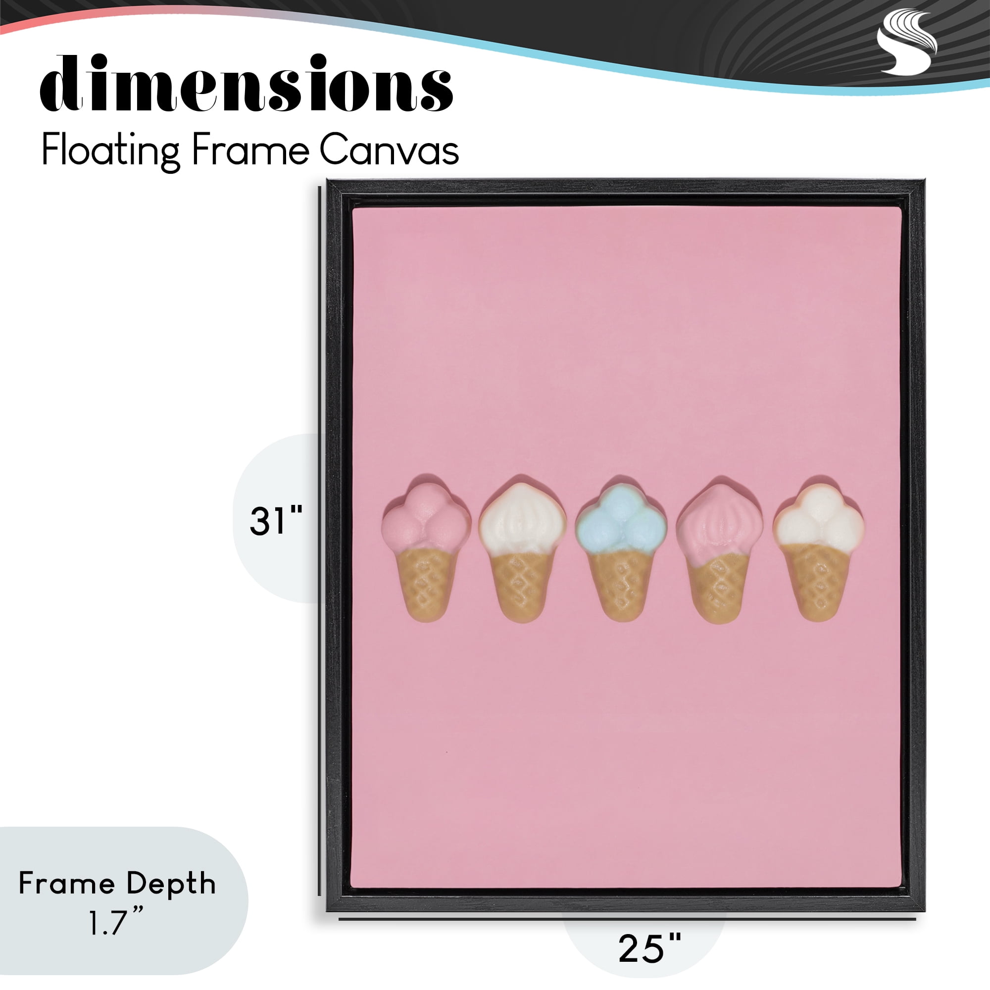Stupell Industries Pink Ice Cream Candy Black Framed Floater Canvas Wall Art, design by LISH Creative