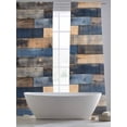thumbnail image 6 of Navy Blue Brown Wood Semi Sheer Curtains 84 Inch Length 2 Panels Set, Farmhouse Vintage Wooden Sheer Kitchen Curtain Privacy Voile Window Curtain for Living Room Bedroom Rod Pocket Drapes, 6 of 7