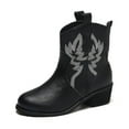 thumbnail image 2 of Lishi Stylish Women's Wide Width Mid Heel Cowboy Ankle Booties, 2 of 4