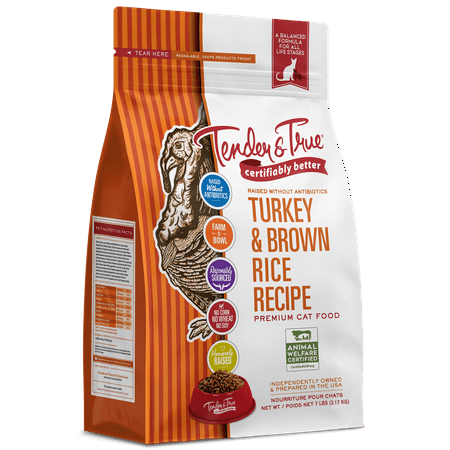 Tender & True Turkey & Brown Rice Recipe Dry Cat Food, 7 lb bag