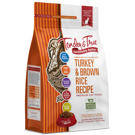 Tender & True Turkey & Brown Rice Recipe Dry Cat Food, 7 lb bag