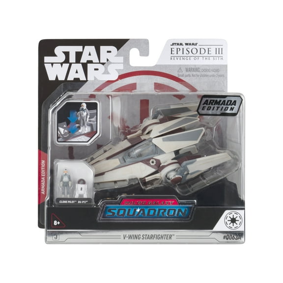 Star Wars Micro Galaxy Squadron V-wing Starfighter - 3 inch Vehicle with Radiator Wings plus Two 1 inch Micro Figure Accessories