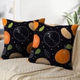 thumbnail image 4 of LALILO Throw Pillow Covers Orange Fruits Black Orange Fruit Doodle Black Cushion Cover 18" x 18", 2 Pack, 4 of 6