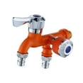thumbnail image 2 of Grifo de agua para lavadora, grifo de lavandería montado en la pared, doble caño, grifo de agua del fregadero, doble salida para jardín y hogar Naranja, 2 of 8