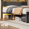 thumbnail image 4 of Satifur Queen Bed Frame with 2 Drawers & Storage Headboard, Platform Metal Bed with Charging Station, No Box Spring Needed, Rustic Grey, 4 of 11