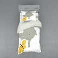 thumbnail image 1 of Ambesonne Animal Bedding Set 3 Pcs, Cat Yellow Moth, Twin XL, Black Marigold and Grey, 1 of 3