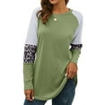 thumbnail image 4 of Nlife Women Stripes Leopard Print Crew Neck Long Sleeve Top, 4 of 10