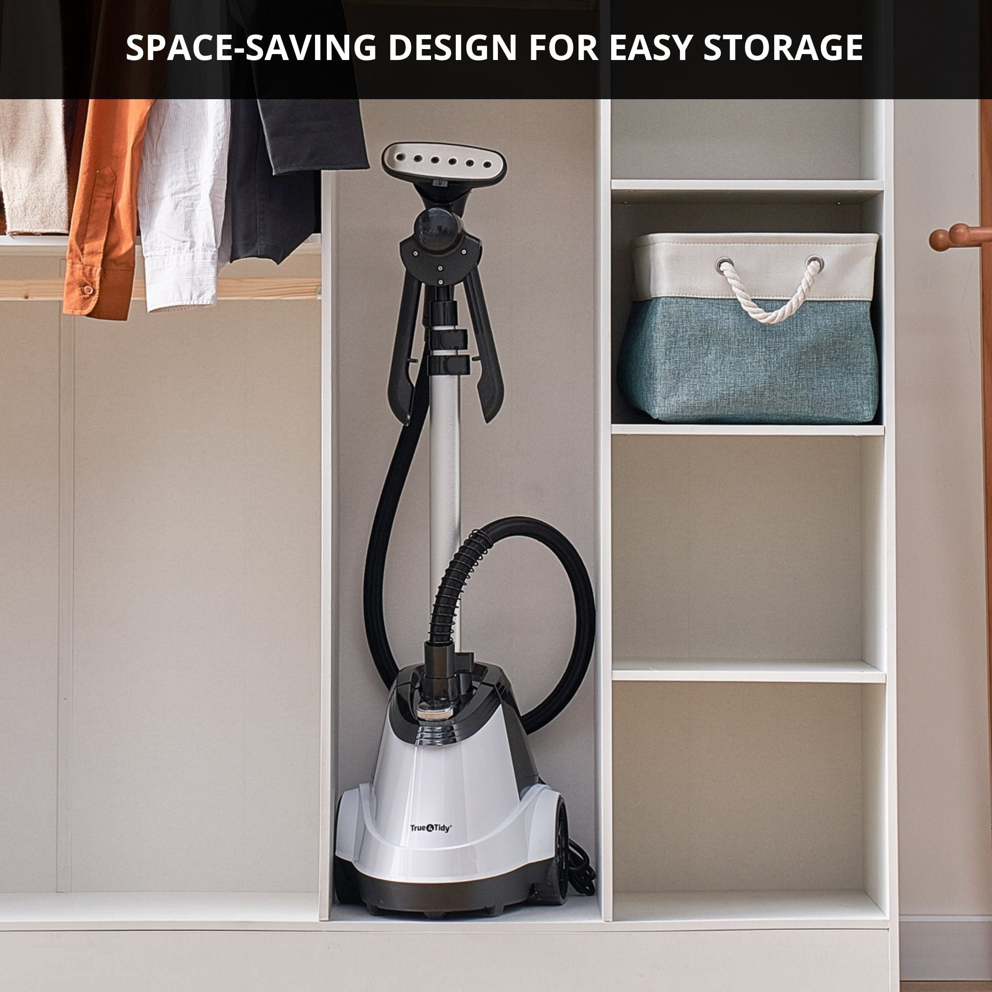 True & Tidy Tidy Commercial Heavy Duty Garment Steamer with Extra Large  Water Tank, White