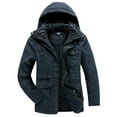 thumbnail image 4 of IYTR Men's Winter Warm Hooded Coats Solid Color Long Sleeve Thicken Fleece Jackets Parkas Outwear with Pockets Blue M, 4 of 6