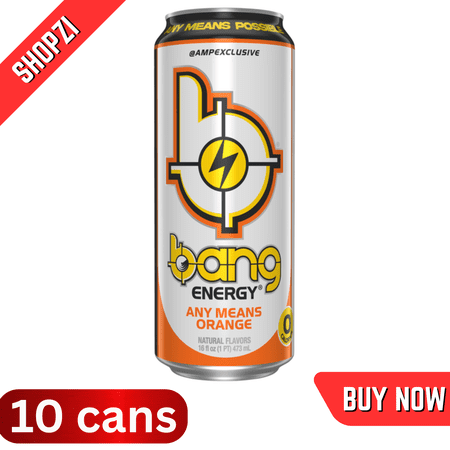 Bang Energy Any Means Orange Energy Drink, 10 Pack (16 fl oz Cans), Performance & Focus Beverage