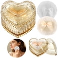 thumbnail image 3 of 3 Pcs Large Powder Puff Set, Heart-shaped Glass Container with Soft Plush Makeup Puffs, Washable & Reusable, Cute Vanity Décor for Wet and Dry Makeup, Yellow, 3 of 7