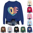 thumbnail image 4 of Goodeals Flash Deals,Women Heart Print Sweatshirt Crewneck Fleece Tops Love Heart Printed Graphic Pullover Sweatshirts Cute Long Sleeve Valentine Day Tops(Pink,L), 4 of 4