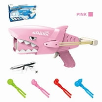 Shark Snowball Blaster Gun with 4 Colorful Snowball Molds and Protective Goggles Outdoor Winter Toy for Snow Fighting Game Elastic Launching Mechanism Durable Plastic Construction for Snowy Days