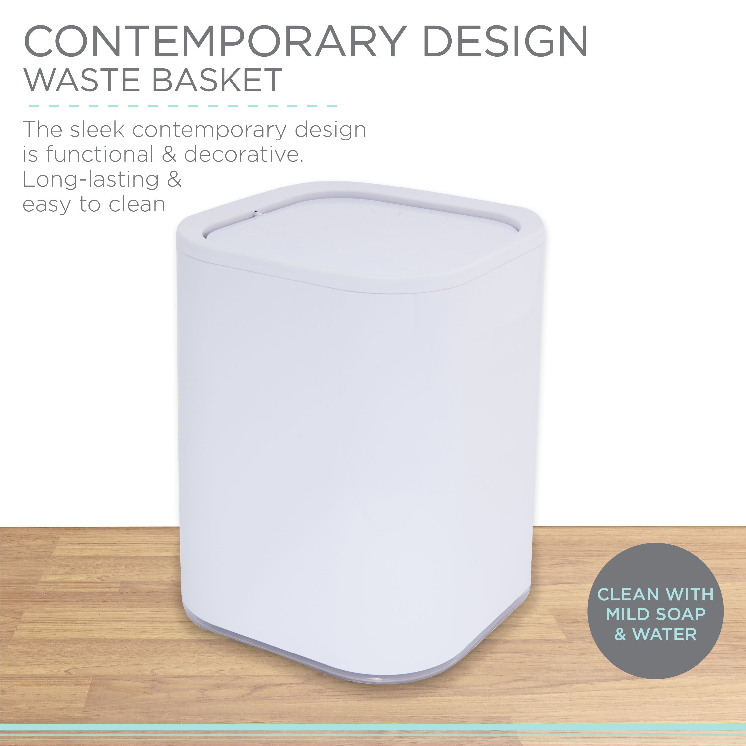 Bath Bliss 2.1 gal Acrylic Bathroom Trash Can, White