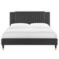 thumbnail image 5 of Modway Zahra Channel Tufted Performance Velvet Full Platform Bed in Charcoal, 5 of 5