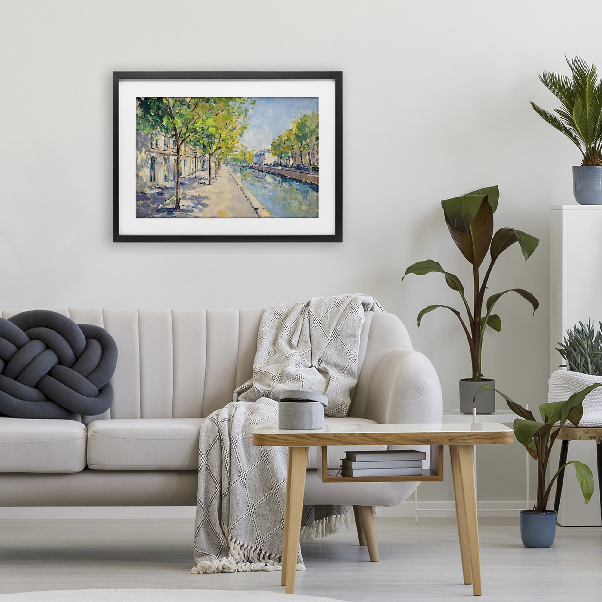Stupell Industries Montrouge Canal Promenade Black Framed Print Under Glass, design by Creative Studio