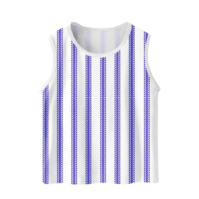 Posijego Débardeur Rayé pour Garçons et Filles, Col Rond, Sans Manches, Décontracté pour l'Été, Plage
