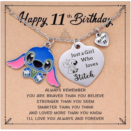 Stitch Birthday Necklace For 3 4 5 6 7 8 9 10 11 12 13 14 15 16 Year Old, Stitch Stuff Birthday Gifts For Daughter Granddaughter Sister Friends