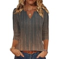 thumbnail image 2 of Ruimatai Women's Casual V Neck Blouses 3/4 Sleeve Pleated Tunic Tops for Summer Daily Work Wear, 2 of 8