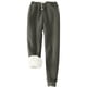 thumbnail image 1 of Pantalones deportivos Prolriy para mujer, con forro cálido, deportivos, de cintura alta, con forro polar, largos y gruesos para exteriores, de invierno, gris oscuro, XXXXXXL, 1 of 5