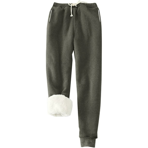 Pantalones deportivos Prolriy para mujer, con forro cálido, deportivos, de cintura alta, con forro polar, largos y gruesos de invierno para exteriores, color gris oscuro, talla L