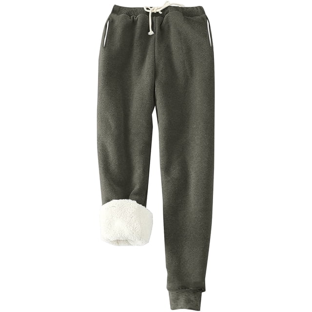 Pantalones deportivos Prolriy para mujer, con forro cálido, deportivos, de cintura alta, con forro polar, largos y gruesos de invierno para exteriores, color gris oscuro, talla L